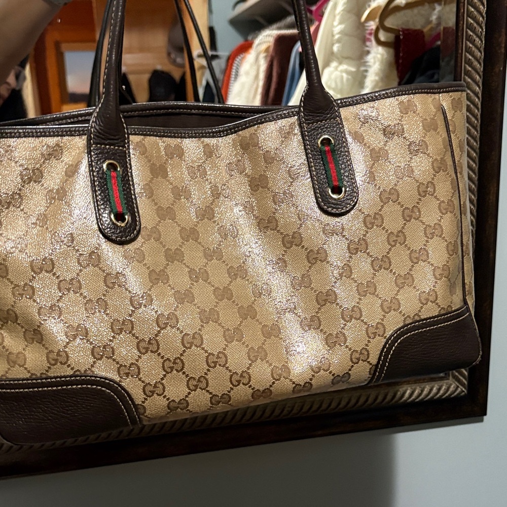 Authentic Gucci Beige and Brown Monogram Tote